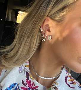 Boucles d'oreilles papillon grimpantes en or massif 14k 18k avec diamants de laboratoire taille ronde sertis pavé, vente en gros fabricant - Product Image 6