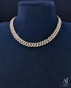 Collar de Moissanita con Engaste de Garra Estilo Eslabón Cubano, Bañado en Rodio, Cadena de Plata de Ley 925, Joyería Hip Hop para Aniversario - Product Image 1