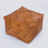 Pouf ottoman en cuir matelassé diamanté, fait main, écologique, style marocain moderne, coussin de sol carré, repose-pieds pour chambre et appartement