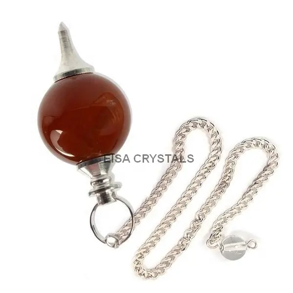 Carnelian Bola Pendulum Kristal Pendulum Batu Akik Penyembuhan Batu Permata Alami Pendulum EISA Kristal Dunia Lebar dari India