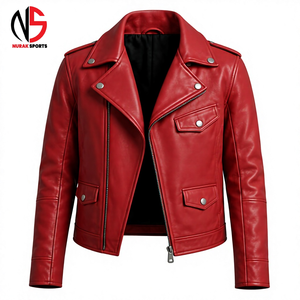 High Quality Premium Genuine Leather <b>Jacket</b> <b>Red</b> Men's/Women Mandarin Collar Slim Fit <b>Waterproof</b> Breathable Winter Nurak 2026 - Product Image 1