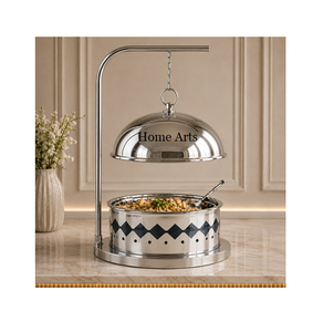 Ensemble de 2 réchauds de table ronds au design fabuleux, en acier inoxydable et en fer, pour hôtels et restaurants - Product Image 3