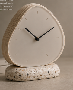 Minimalist Triangle Desk <b>Clock</b> Wood Frame Matte Face Silent Quartz Movement Needle Display - Product Image 1
