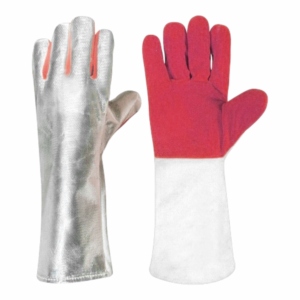 Best Performance Aluminized Cowhide Split Leather Safety <b>Gloves</b> Abrasion Heat Resistant Welding Barbeque Grilling Meat Handling - Product Image 1