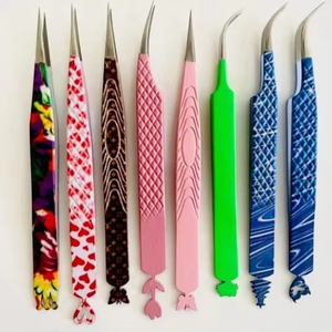 HABI INDUSTRIES Fabricant professionnel de pinces à épiler pour extensions de cils Vente en gros Pinces à épiler de précision en acier inoxydable à pointe dorée - Product Image 1