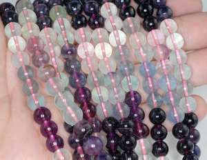 Perles rondes en fluorite arc-en-ciel, pierres naturelles, perles en vrac pour la fabrication de bijoux, bracelets, colliers, artisanat DIY - Product Image 3