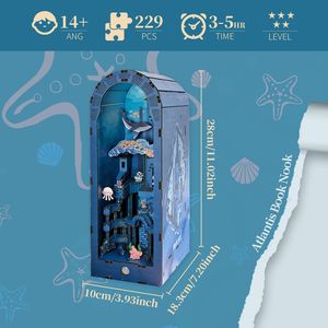 Puzzle 3D in Legno per Adulti, Kit Modello Atlantis Book Nook con Luci, Casa in Miniatura Fai-da-Te per Regali di Compleanno o Natale - Product Image 2