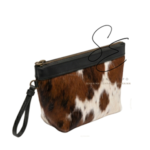 Bohemian Unisex Hair On Hide Small Travel Pouch With <b>Wristlet</b> Genuine Leather Handmade Wallet Women to Store Small Accessories - Product Image 2