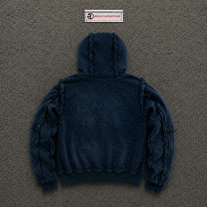 Sudadera con capucha azul de alta calidad, estilo casual y elegante para el día a día, con cremallera oculta y forro polar. - Product Image 6