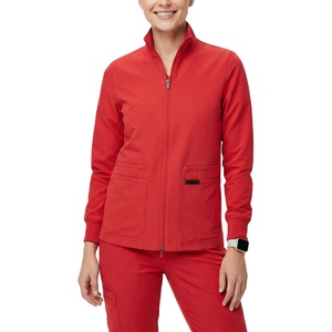 Blouse médicale personnalisée avec logo, design élégant, fermeture éclair intégrale, pour spa, salon, hôpital, infirmières, uniformes de travail. - Product Image 1