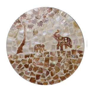 Mother of Pearl Mosaic Charger Plate Shell Placemat for Luxury Wedding & Boho Dining <b>Tables</b> Storage - Product Image 2