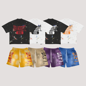 Ensemble T-shirt et short oversize pour homme Brandname Art Department, col rond, coton, décontracté, streetwear d'été - Product Image 2