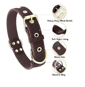 Collier pour chien en cuir véritable extra large, longueur personnalisée, rivets cloutés, rembourré, robuste, pour chiens de taille moyenne ou grande. - Product Image 4
