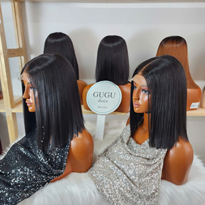 Perruques GUGU Hair en cheveux humains vietnamiens, double épaisseur, fermeture en dentelle 5x5, sans colle, ultra-lisses, 10 pouces - Product Image 3