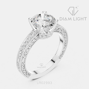 Bague de fiançailles classique en or blanc 14 carats avec diamant de laboratoire rond de 2,00 carats, couleur F+, clarté VS+, pour fiançailles et mariage - Product Image 2