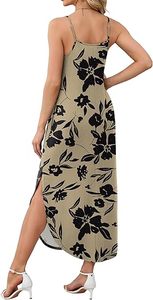 Robe longue décontractée pour femmes, robe d'été hawaïenne, robe à bretelles spaghetti, vêtements de plage tropicaux - Product Image 2