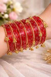 Ensemble de bracelets Churiyan en perles du Cachemire, très demandé, polyvalent, pour mariages et événements, avec perles et pierres, pour femmes, petite taille - Product Image 6