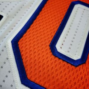 Maillot de basket-ball unisexe blanc sans manches, débardeur numéro 20, bordure orange et bleue, col en V, évacuation de l'humidité, personnalisable pour équipe, 100 % polyester - Product Image 6