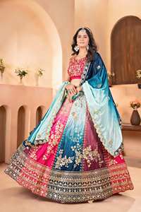 Ramdev Trading Radiance Every Twirl - Lehenga Choli Indio/Pakistaní Vibrante Multicolor con Bordado Intrincado en Plata, Tradicional - Product Image 3