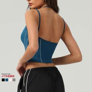 Soutien-gorge de sport sans coutures pour femme, dos nageur, col ras du cou, maintien moyen, pour yoga et fitness, couleur unie, respirant, séchage rapide, anti-transpiration - Product Image 6
