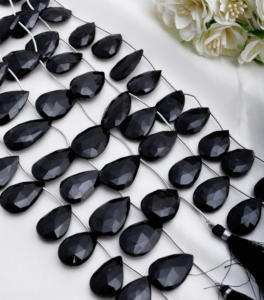 Oferta de liquidación de espinela negra natural facetada en forma de almendra, 5 hebras, natural, para la elaboración de joyería fina, piedra preciosa - Product Image 5