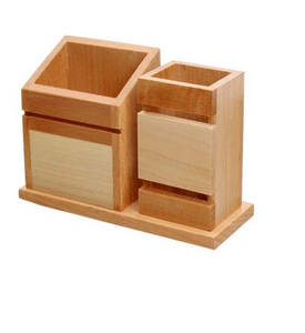 Porte-stylos en bois massif naturel, organisateur de bureau, conteneur de rangement pour bureau et table d'étude, design moderne - Product Image 1