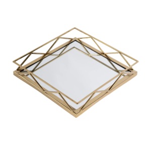 Square Metal Storage Tray With <b>Mirrored</b> Finish Modern Luxury Design For <b>Table</b> <b>Top</b> Organization - Product Image 5