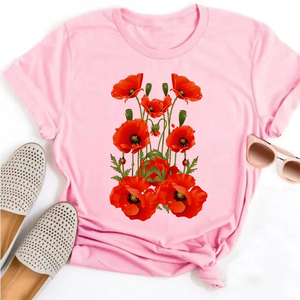 T-shirts pour femmes à imprimé floral, décontractés, respirants, doux, à manches courtes, amples, confortables, imprimés, pour l'été - Product Image 4
