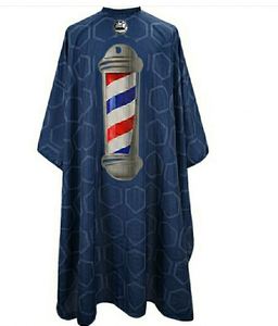 Bata de Barbero Impermeable de Poliéster Estilo Barberpole Azul Oscuro con Detección de Agujas y Fusión sin Costuras Unisex - Product Image 1
