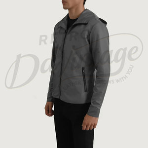 Chaqueta Cortavientos Ligera Gris para Hombre con Capucha, Corte Ajustado, Resistente al Agua, Chaqueta Deportiva Informal para Exteriores, Chaqueta de Golf - Product Image 5