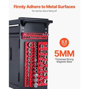 Set di 3 Organizzatori Magnetici per Bussole 1/4 3/8 1/2 SAE con Etichette Trasparenti, Contenitori per Attrezzi con Capacità di 68 Pezzi - Product Image 3