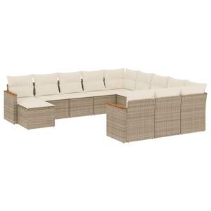 Conjunto de Sofás Grandes para Jardín en Ratán Sintético Beige con Acero con Recubrimiento en Polvo, Muebles de Exterior Premium - Product Image 2