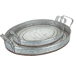 Rustic Farmhouse Oval Serving <b>Tray</b> Galvanized Metal for Home <b>Office</b> Party Wedding Spa Serving Jumbo Serving <b>Tray</b> - Product Image 2