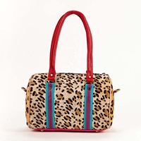 Sac de voyage de luxe personnalisé en cuir véritable de marque, grande capacité, bagage à main, valise à fermeture éclair, sac à main pour femme avec imprimé léopard