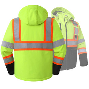 Veste de sécurité réfléchissante haute visibilité avec capuche, fermeture éclair et poches, vêtements de travail pour hommes - Product Image 4