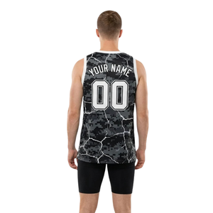 Conjunto de Baloncesto con Diseño Gráfico Crack para Hombre, Camiseta sin Mangas con Cuello en V, Nombre y Número del Jugador, Pantalones Cortos Ajustados, Conjunto de Dos Piezas, 100% Algodón - Product Image 2