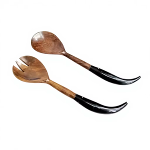 Top Seller Grand ensemble de couverts à salade en bois naturel avec cuillère et fourchette ustensiles en bois pour la cuisine et la salle à manger - Product Image 4