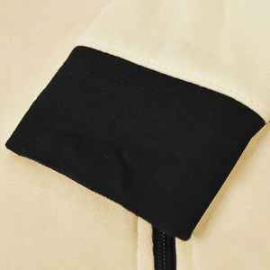 Chaqueta Bomber Beige para Hombre con Ribete Negro, Cuello Alto, Cierre de Cremallera, Forro Polar Transpirable, Chaqueta Casual de Invierno - Product Image 6
