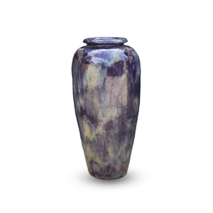 Classic Blue Glazed <b>Clay</b> Vase Winged Handles Indoor Flower Pot Vintage Style Eco-Friendly Decorative Plant Container Drainage - Product Image 2