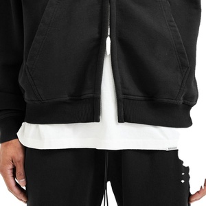 Sudadera con capucha extragrande con doble cremallera para hombre con logotipo personalizado 2025, pesado poliéster/algodón teñido liso con patrón de temporada de invierno - Product Image 5