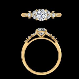 Bague de fiançailles en diamant marquise 1,05 ct, or jaune 14k 18k, sertie pavé rond, pour mariage, anniversaire, bijoux fins sur mesure - Product Image 3
