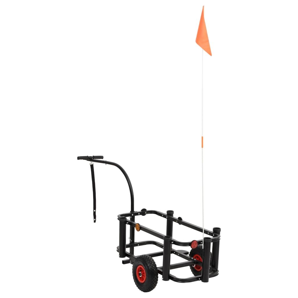 Black Steel Fishing Trolley Hand Cart for Convenient Outdoor Activity