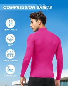 Rash Guard For Gym Training <b>Men</b> MMA Rash Guard Compression Shirt <b>Turtle</b> <b>Neck</b> Long Sleeve Athletic Base Layer Running Cycling Top - Product Image 5