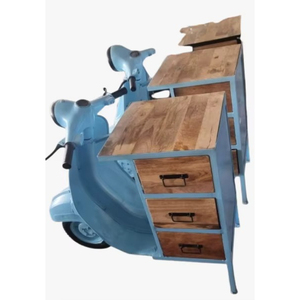 Conjunto de Muebles de Bar Industriales con Cubierta de Madera, Estructura Metálica, Diseño Moderno Rectangular, Mesa de Bar con Cajones - Product Image 3