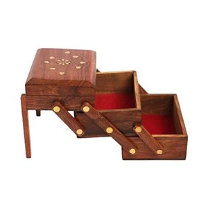 Sheesham Wood Jewelry Box with Bone Brass Inlay - Handcrafted Storage - Product Image 3