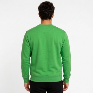 Sudadera de Cuello Redondo Verde para Hombre, Corte Regular, Informal, Tejida, de Color Sólido, para Otoño - Product Image 2