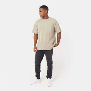 เสื้อยืดคอกลมผ้าแคนวาสคุณภาพสูงพิมพ์ลายทรงหลวมสำหรับผู้ชาย ผ้าฝ้าย 100% น้ำหนัก 180 กรัม ระบายอากาศได้ดี แห้งเร็ว - Product Image 3