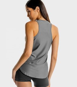 Camiseta sin mangas básica informal para mujer, cuello redondo, espalda cruzada, tejido acanalado, venta al por mayor del fabricante, algodón y elastano, OEM - Product Image 3
