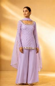 Georgette Three Piece Dress With Heavy Embroidery And <b>Mirror</b> Work Salwar Kameez INdian And Pakistani Style Suit For Ladies - Product Image 4