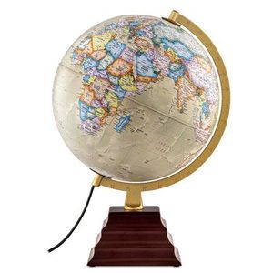 Globo terráqueo vintage iluminado de 30 cm, mapa retro de sobremesa con base de madera maciza |   Decoración de Hogar de Lujo y Regalos, Herramienta de Aprendizaje Geográfico - Product Image 1